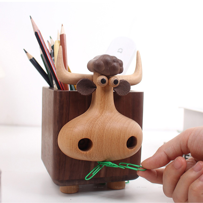 Pen Holder Magnetic - Porte-stylo en bois en forme de